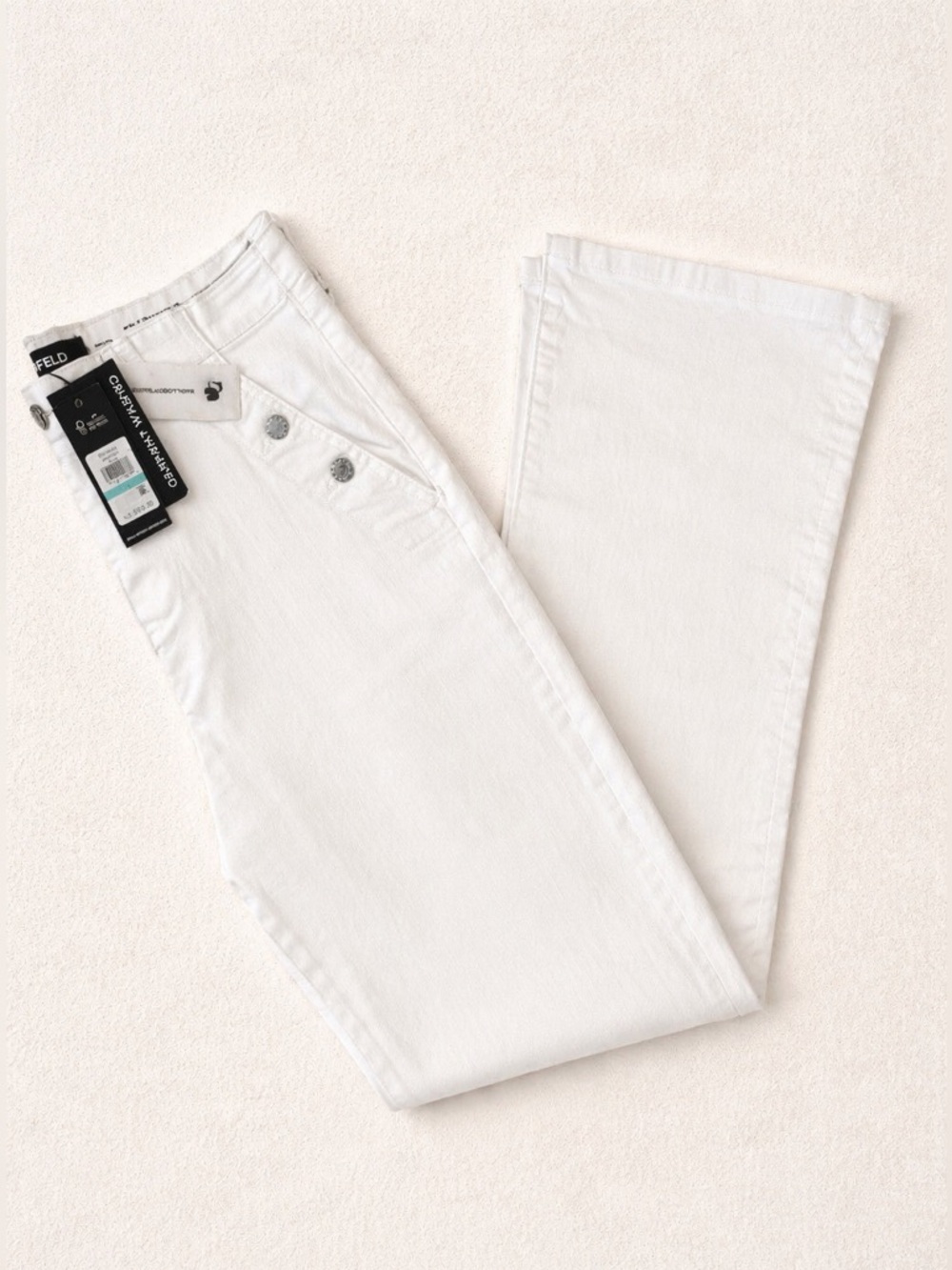Karl Lagerfeld White Flare Leg Jeans Size 16 NWT High Rise